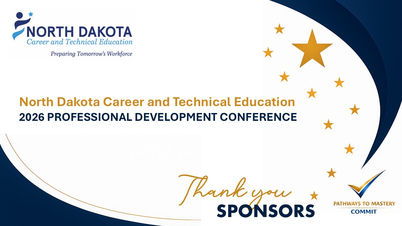 Thank you graphic - thank you to the sponsors of the NDCTE Professional Development Conference.