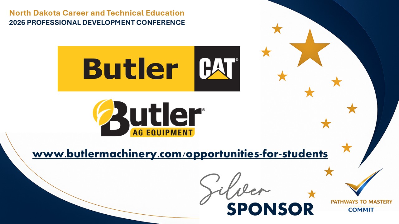 Thank you graphic - thank you to the sponsors of the NDCTE Professional Development Conference - Butler Machinery Silver Level Sponsor
