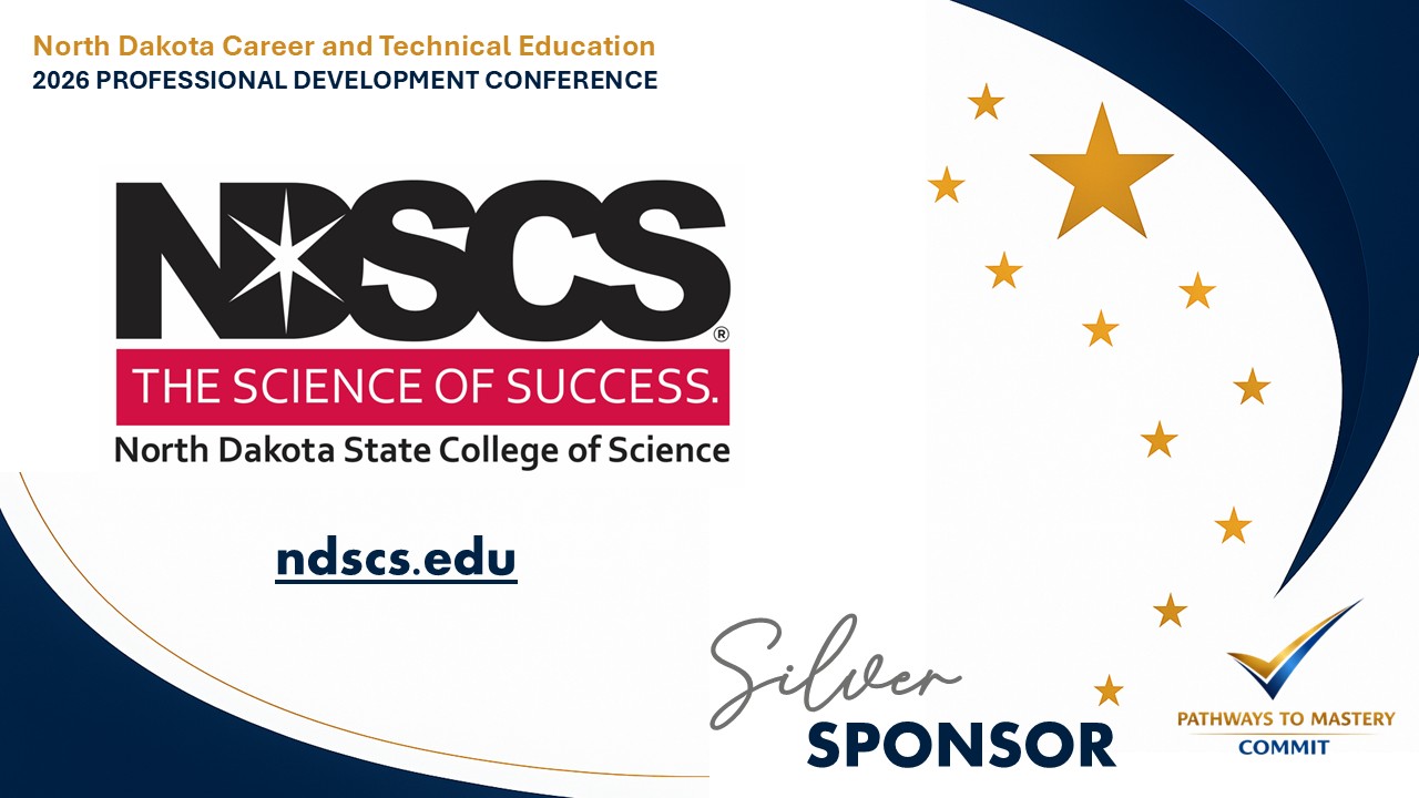 Thank you graphic - thank you to the sponsors of the NDCTE Professional Development Conference - NDSCS Silver Level Sponsor