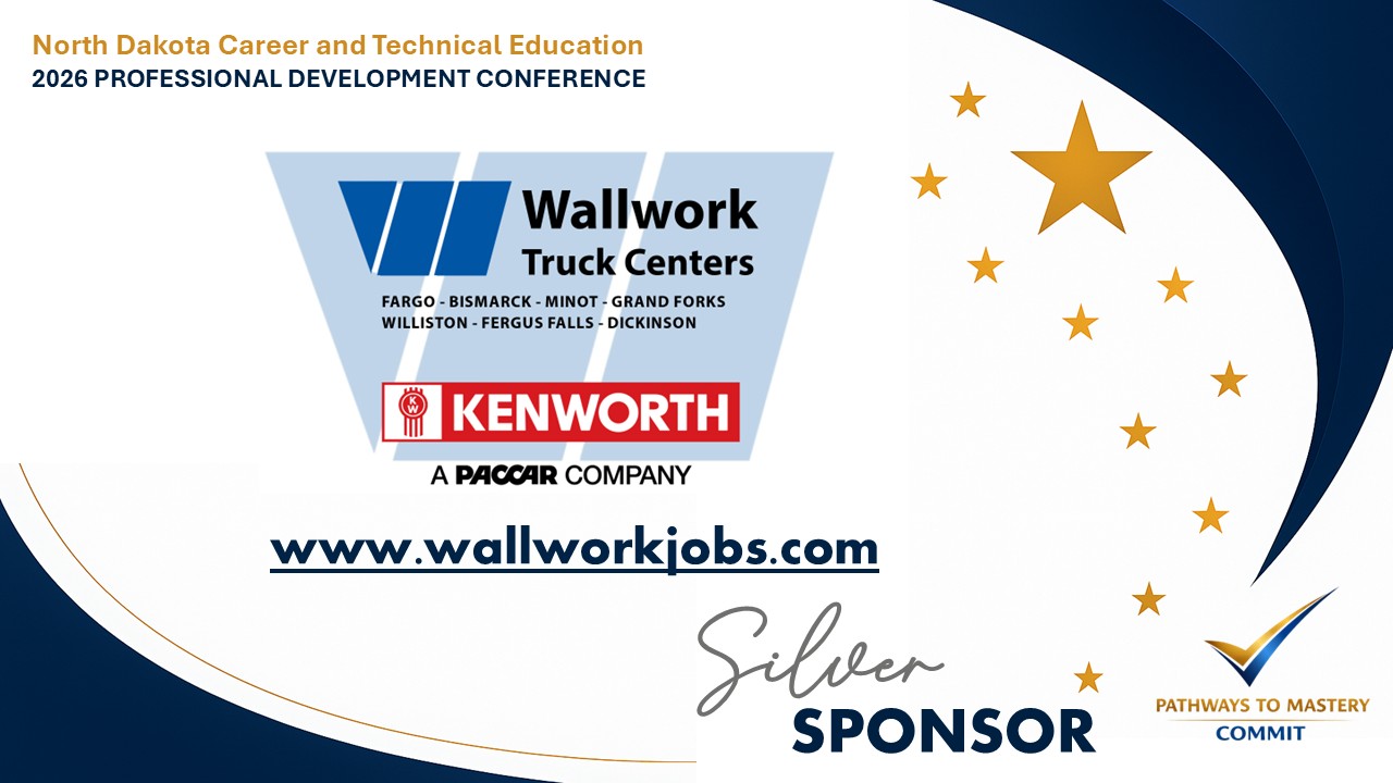 Thank you graphic - thank you to the sponsors of the NDCTE Professional Development Conference - Wallwork Silver Level Sponsor