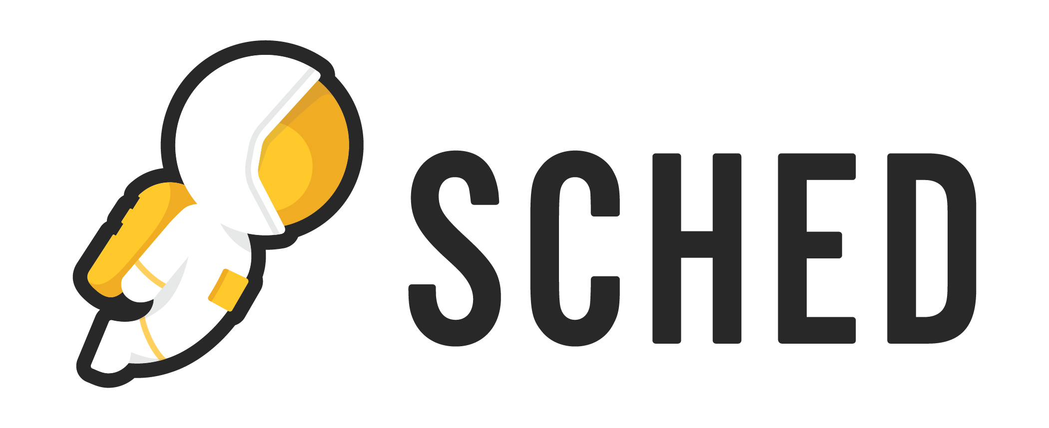 SCHED App Logo "SCHED" with astronaut